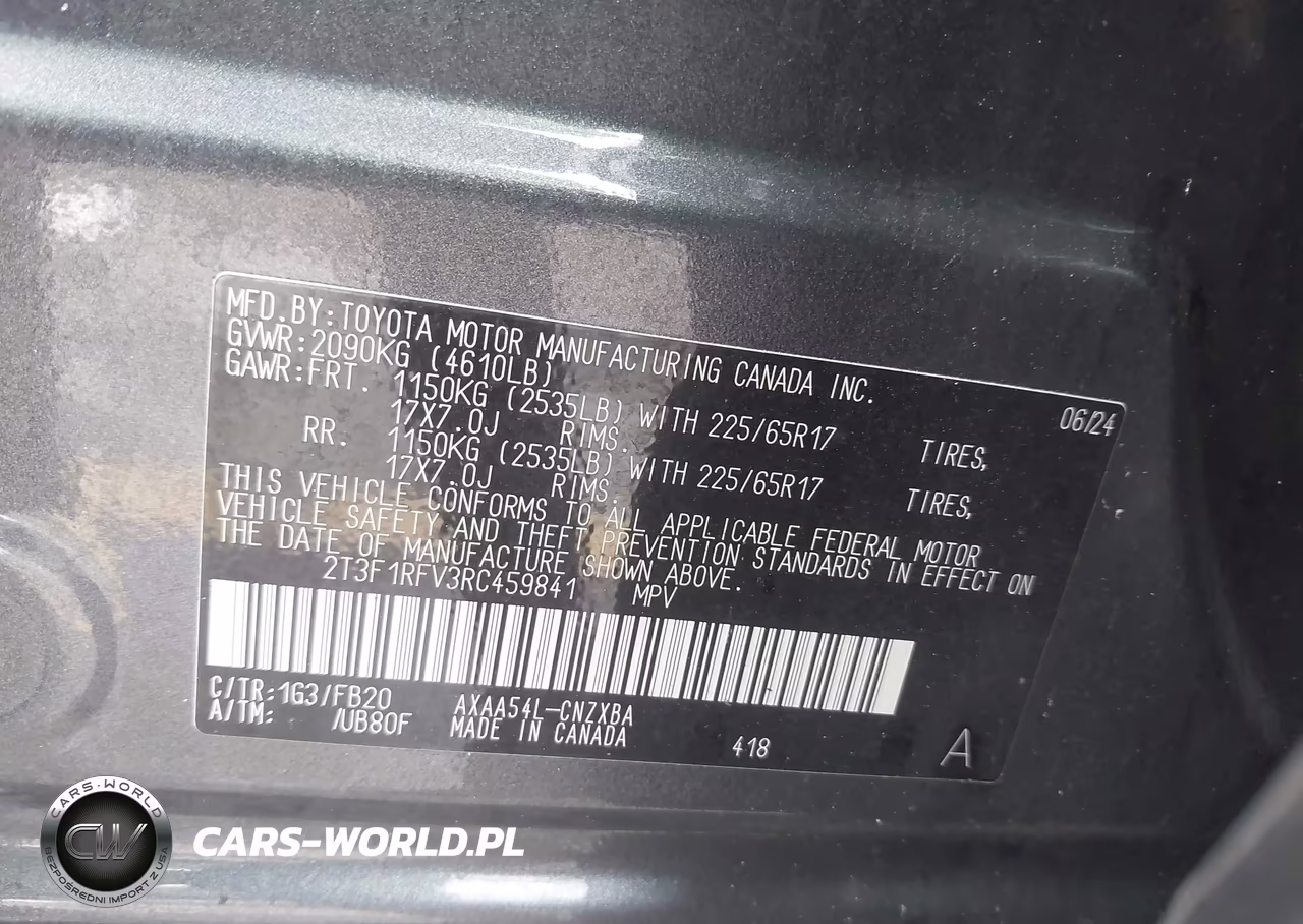 2024 Toyota Rav4 Le VIN:2T3F1RFV3RC459841 - 9