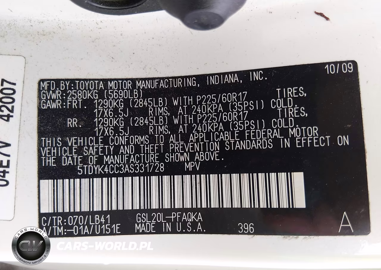 2010 Toyota Sienna Xle VIN:5TDYK4CC3AS331728 - 9