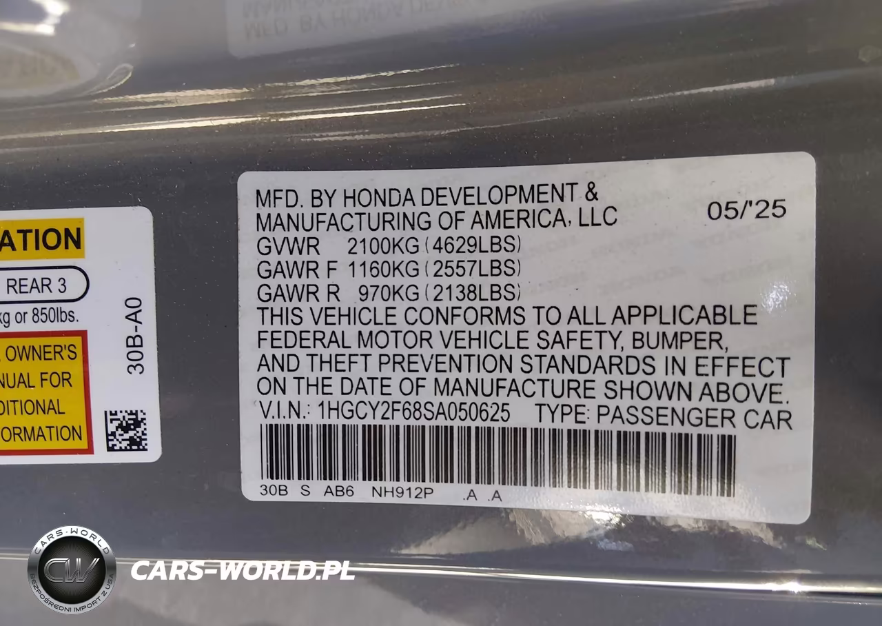 2025 Honda Accord Hybrid Ex-L VIN:1HGCY2F68SA050625 - 9