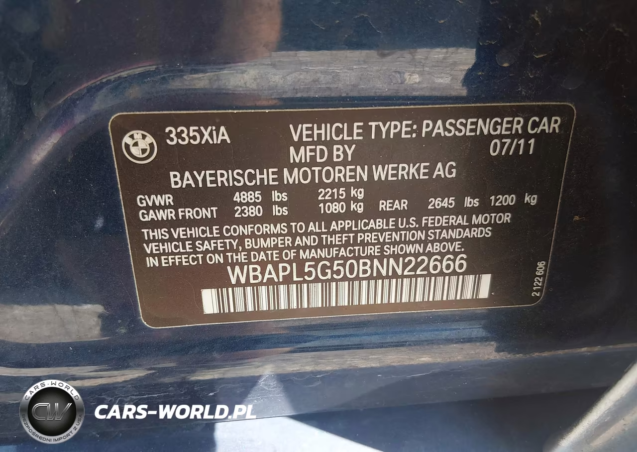 2011 BMW 335I xDrive VIN:WBAPL5G50BNN22666 - 9