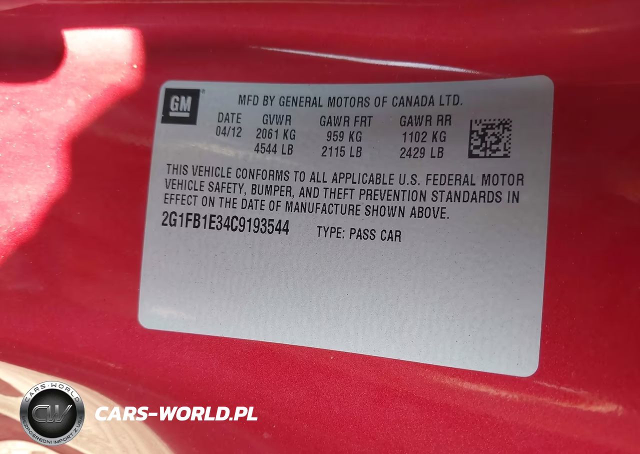 2012 Chevrolet Camaro 1Lt VIN:2G1FB1E34C9193544 - 9