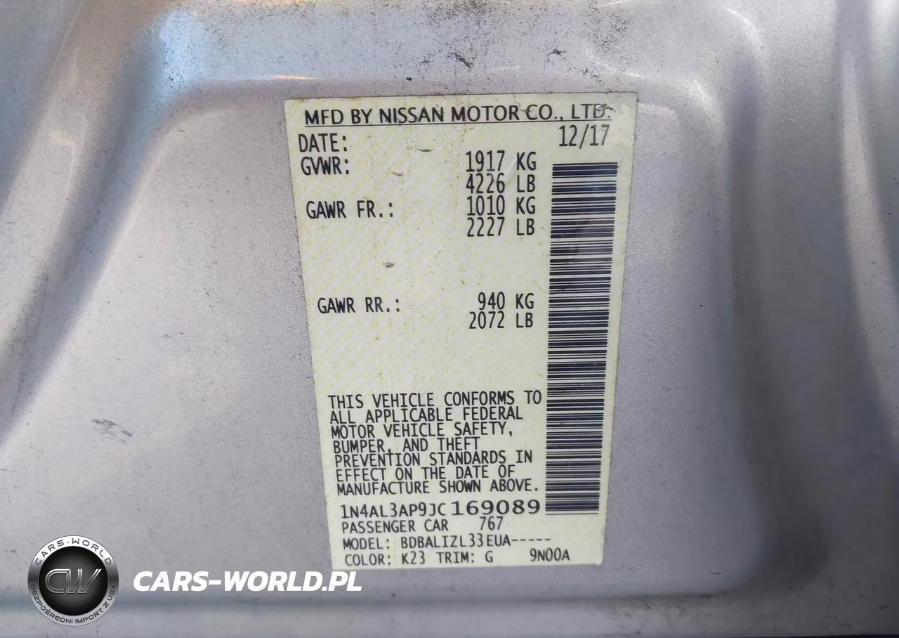 2018 Nissan Altima 2.5 Sv VIN:1N4AL3AP9JC169089 - 9