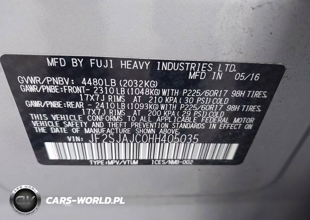 2017 Subaru Forester 2.5I Limited VIN:JF2SJAJC0HH405035 - 9