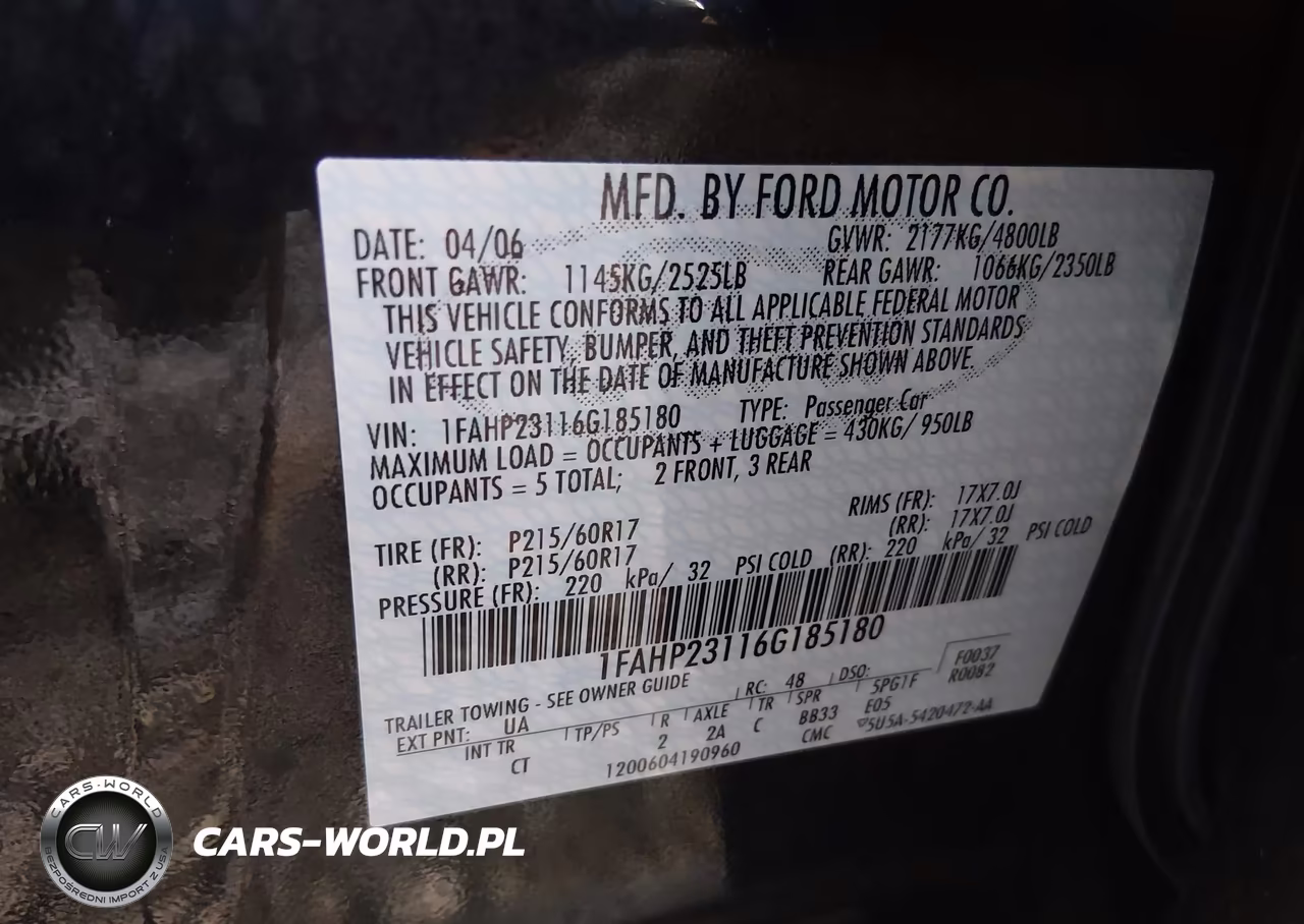 2006 Ford Five Hundred Se VIN:1FAHP23116G185180 - 9