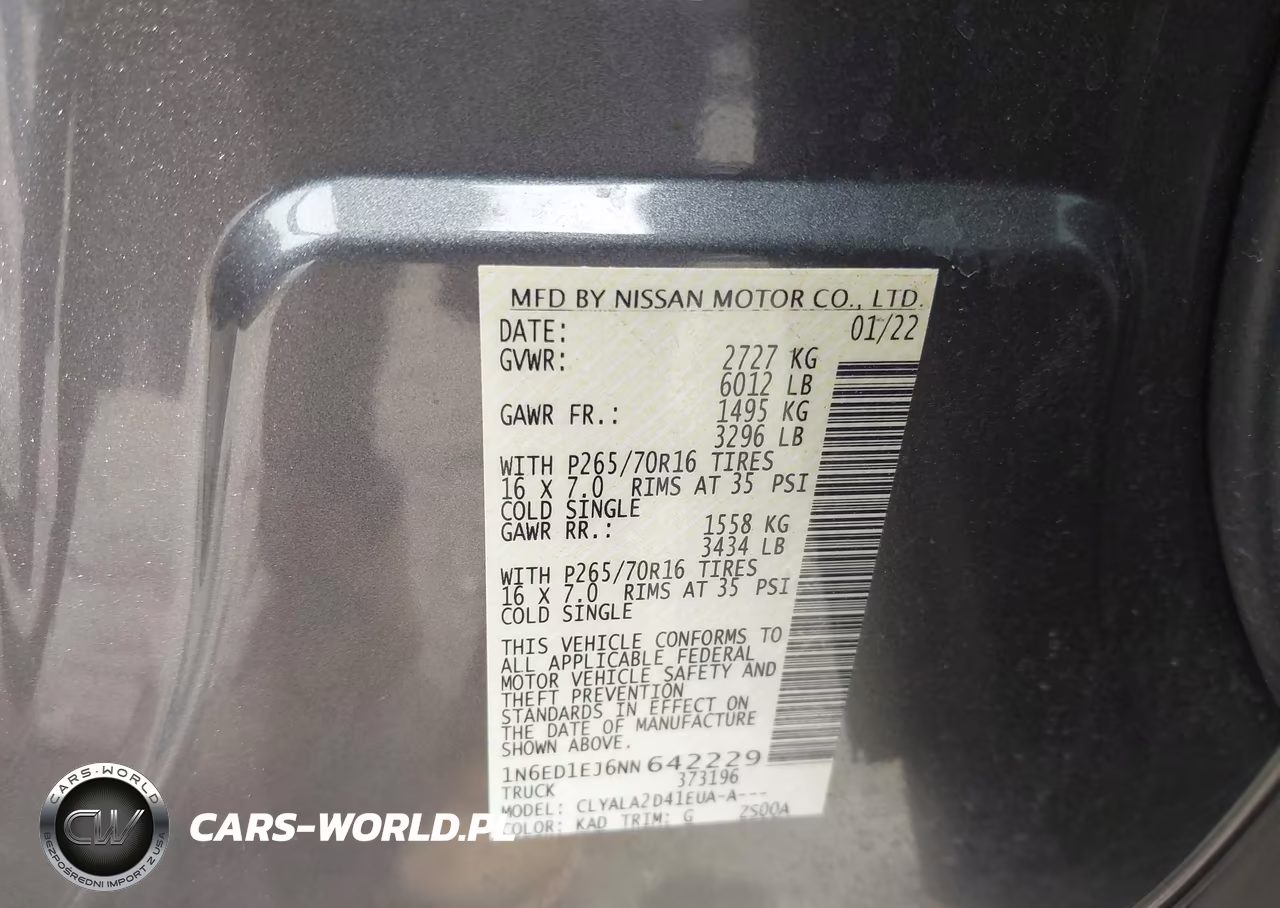 2022 Nissan Frontier S 4X2 VIN:1N6ED1EJ6NN642229 - 9