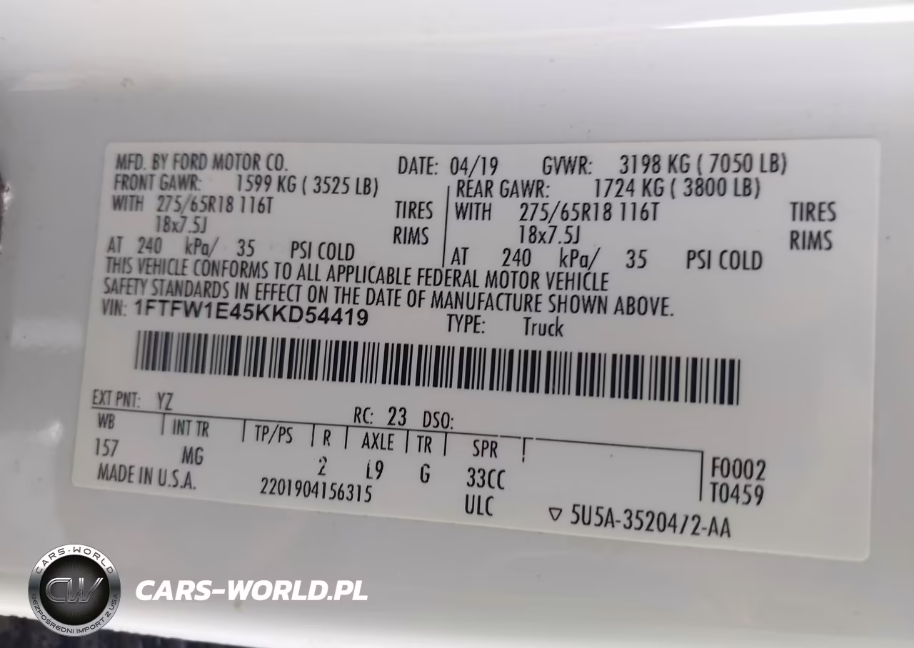2019 Ford F-150 Xlt VIN:1FTFW1E45KKD54419 - 9