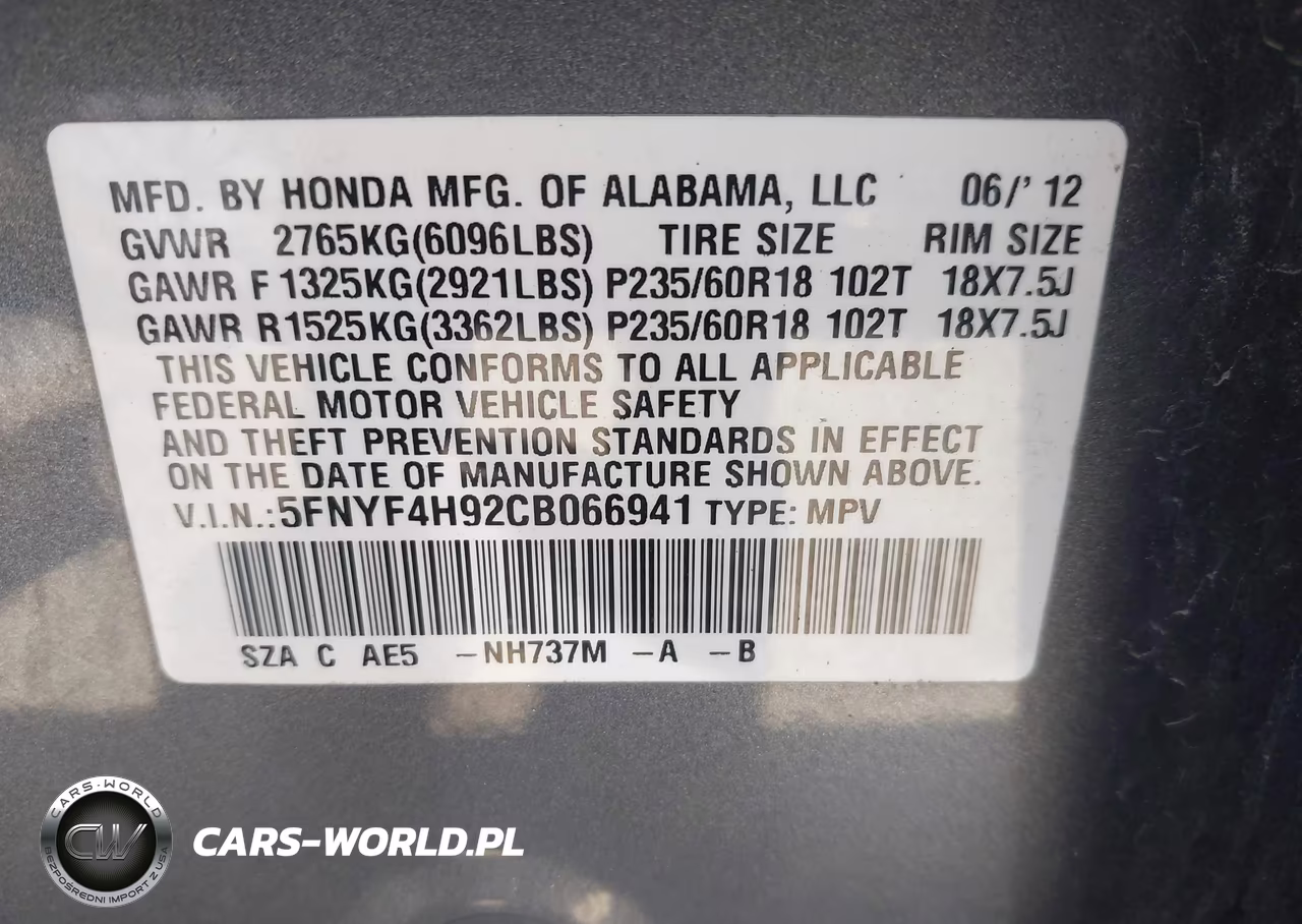 2012 Honda Pilot Touring VIN:5FNYF4H92CB066941 - 9