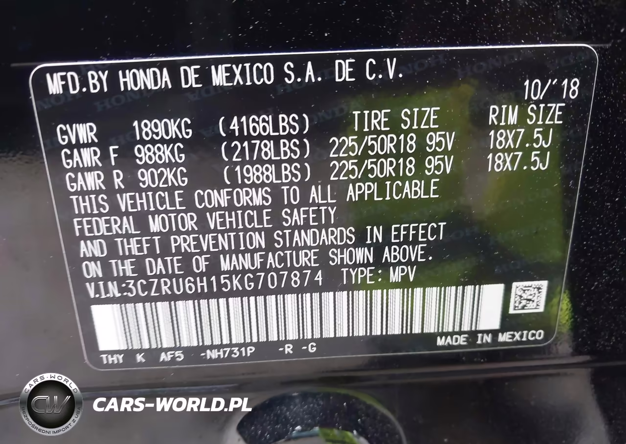 2019 Honda Hr-V Sport VIN:3CZRU6H15KG707874 - 9