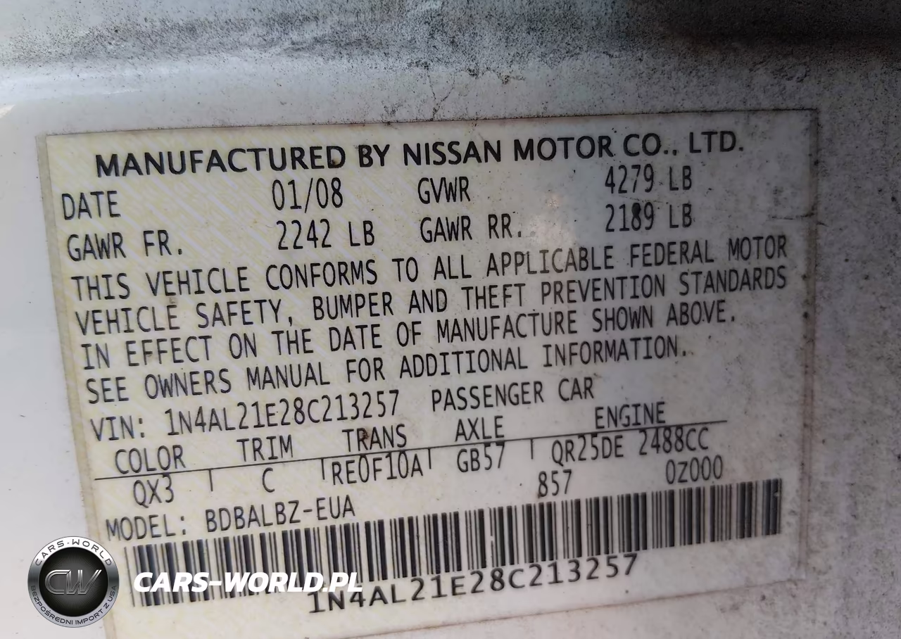 2008 Nissan Altima 2.5 S VIN:1N4AL21E28C213257 - 9