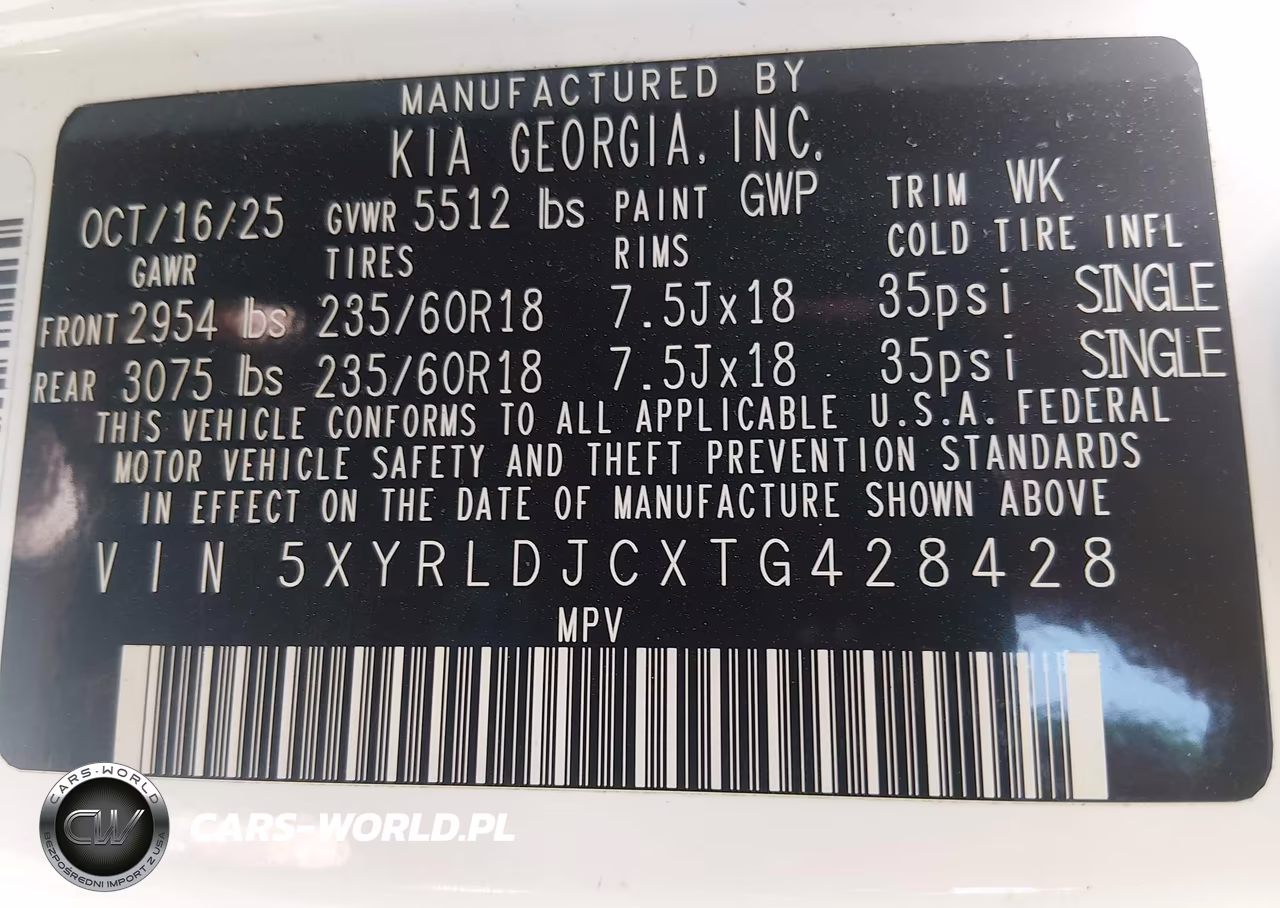 2026 Kia Sorento S VIN:5XYRLDJCXTG428428 - 9