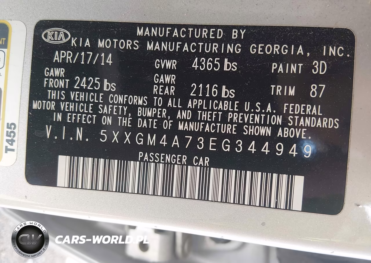 2014 Kia Optima Lx VIN:5XXGM4A73EG344949 - 9