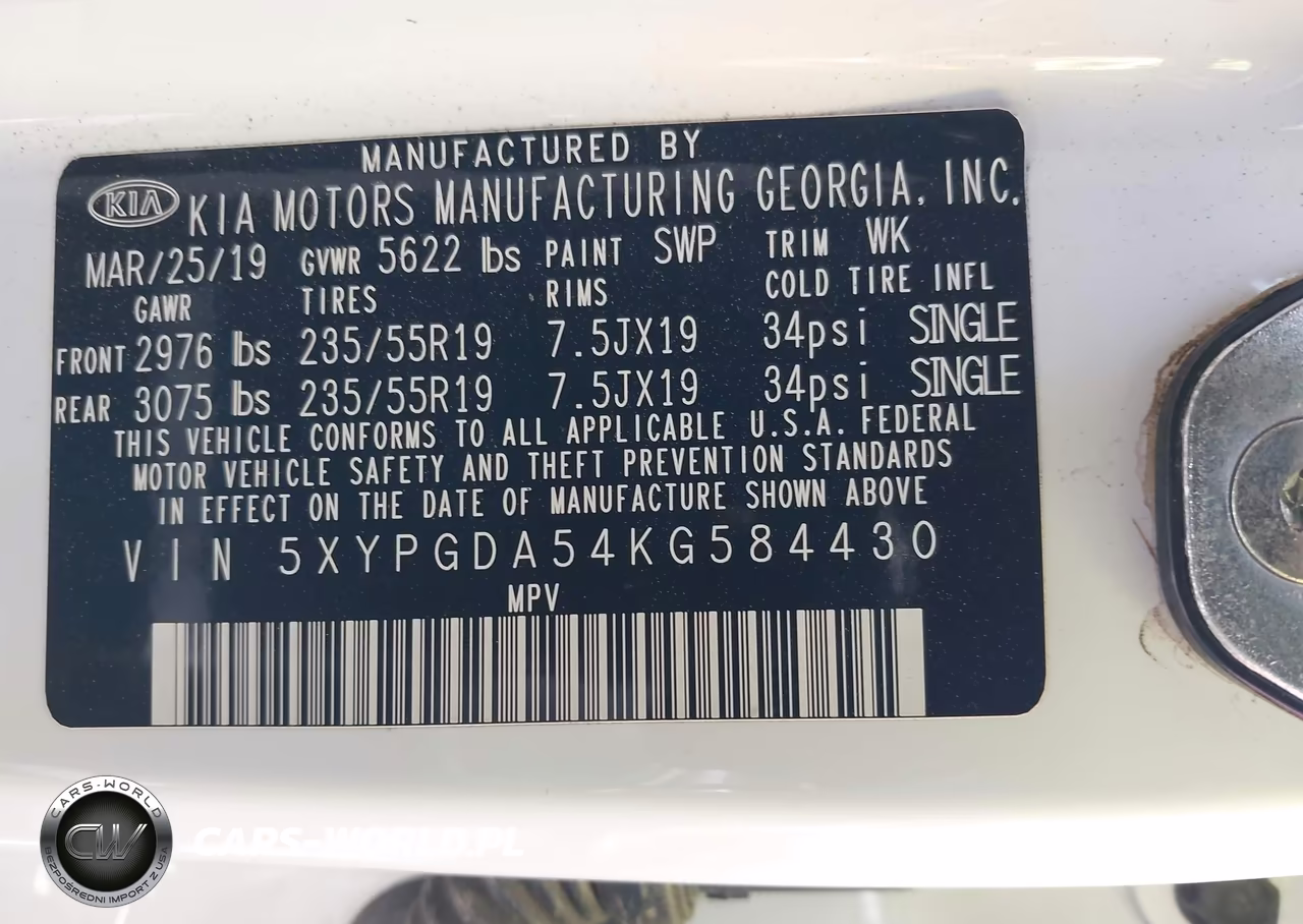 2019 Kia Sorento S V6 VIN:5XYPGDA54KG584430 - 9
