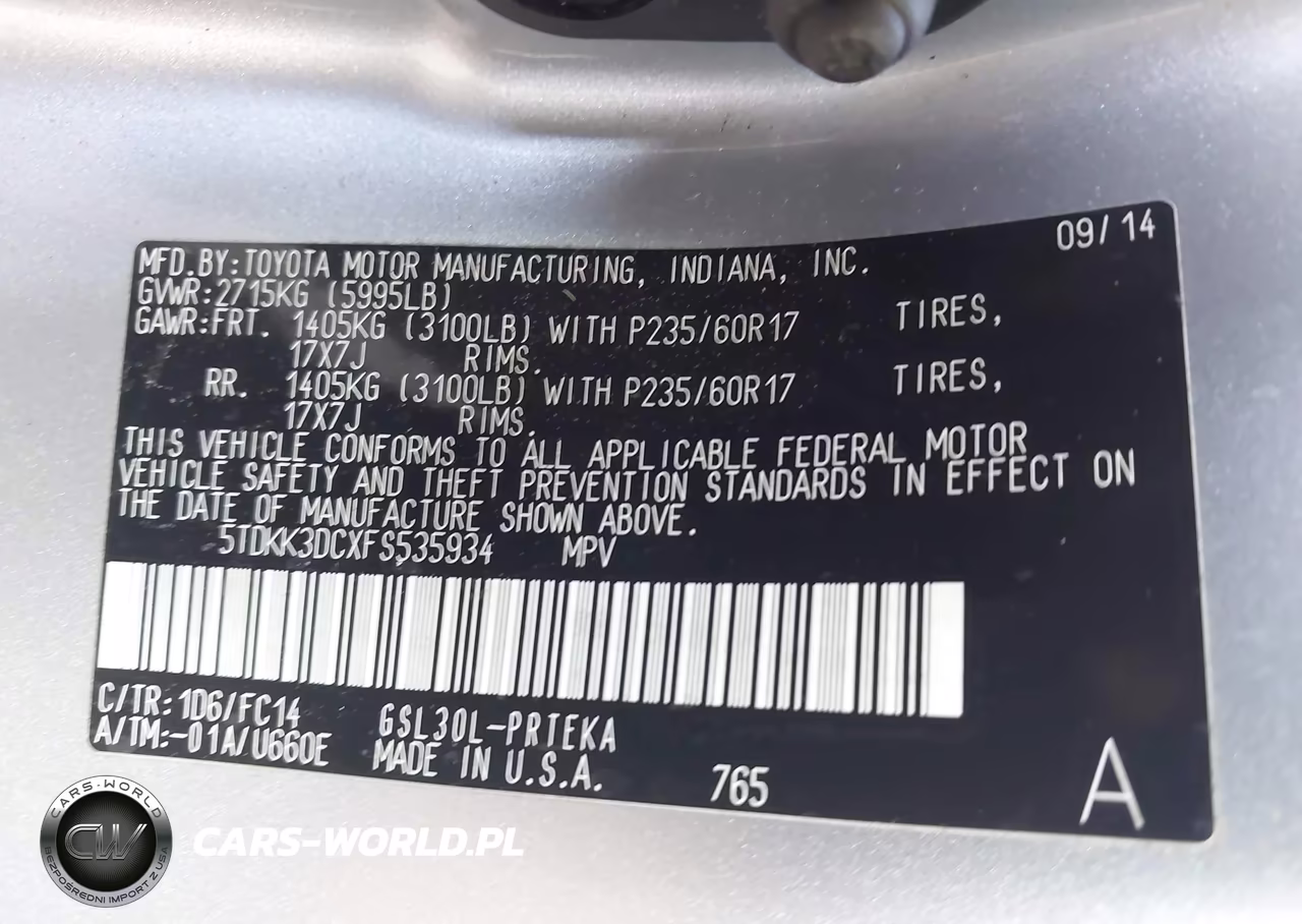 2015 Toyota Sienna Le 8 Passenger VIN:5TDKK3DCXFS535934 - 9