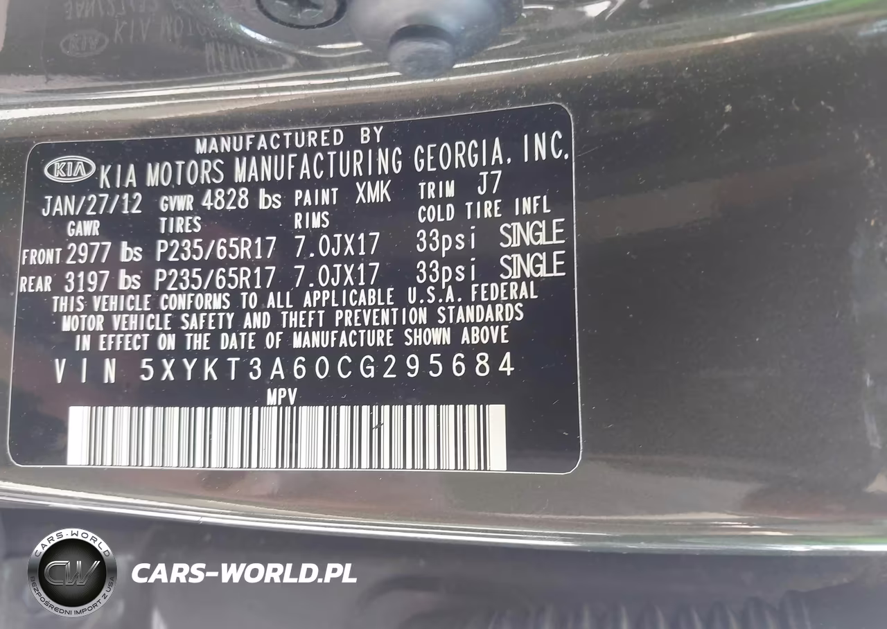 2012 Kia Sorento Lx VIN:5XYKT3A60CG295684 - 9