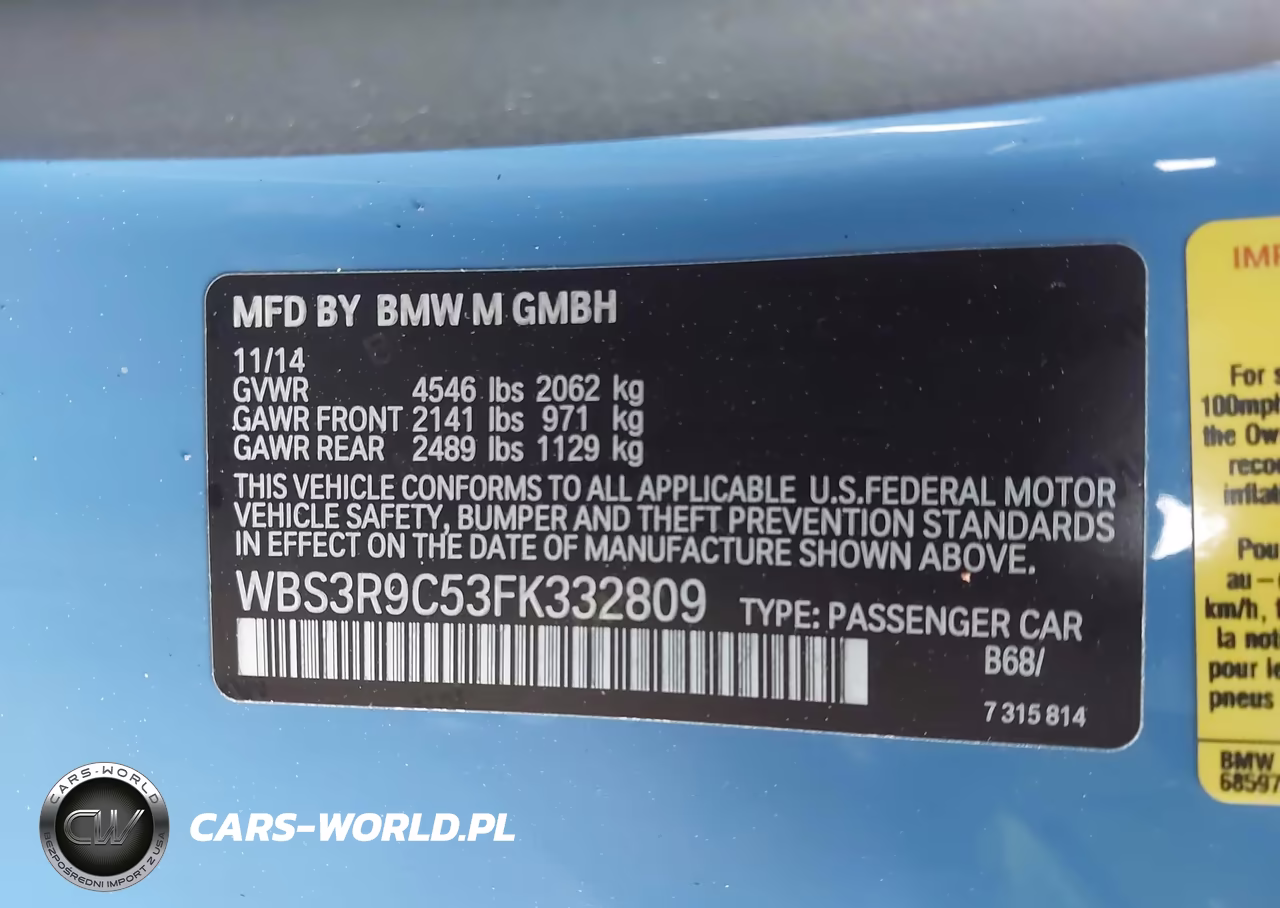 2015 BMW M4 VIN:WBS3R9C53FK332809 - 9