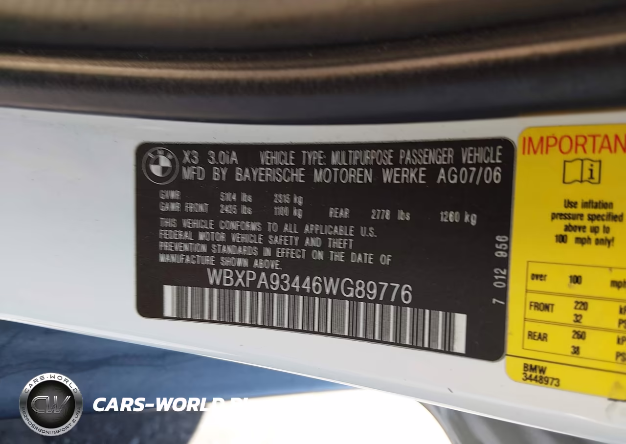 2006 BMW X3 3.0I VIN:WBXPA93446WG89776 - 9
