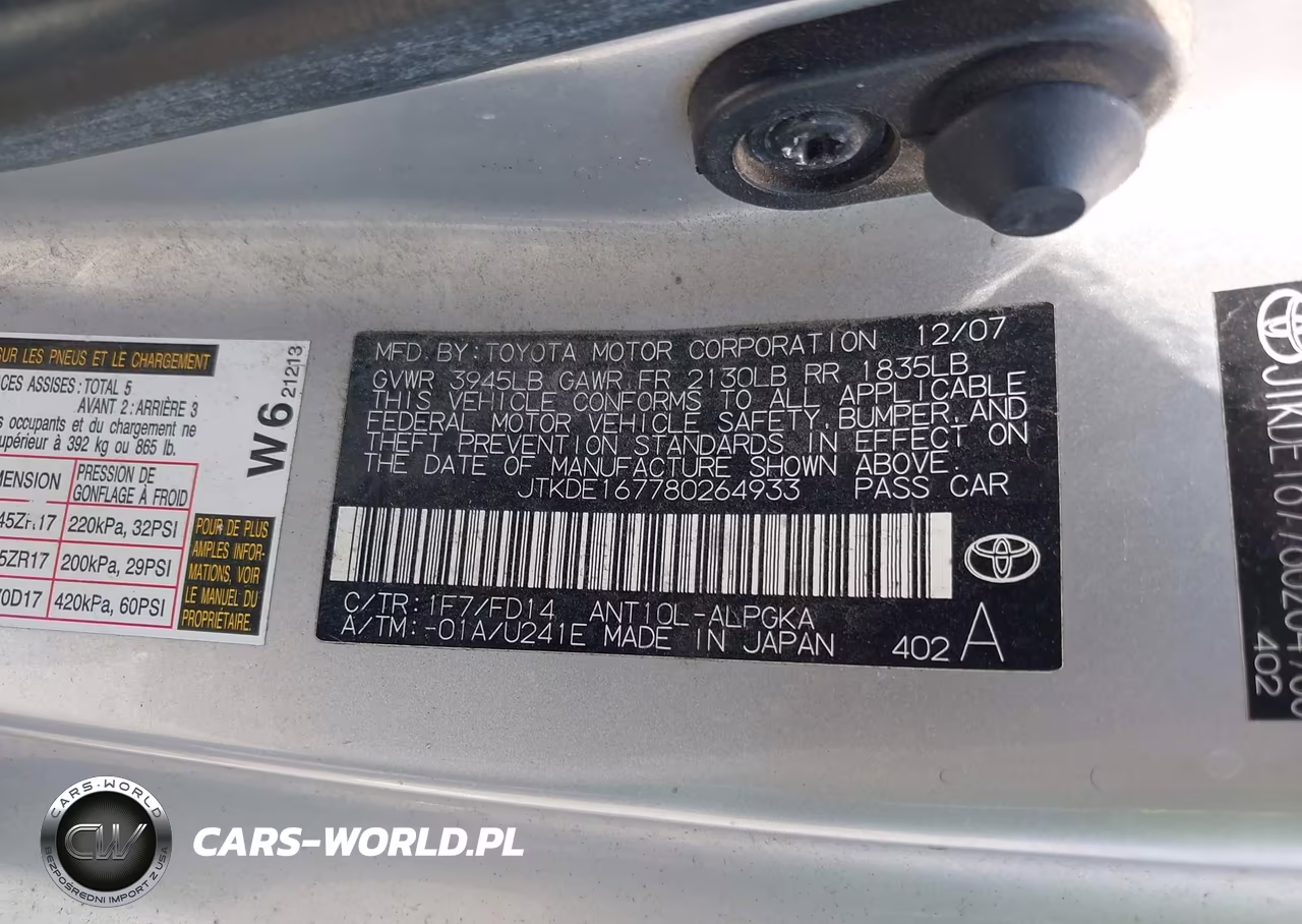 2008 Scion Tc VIN:JTKDE167780264933 - 9