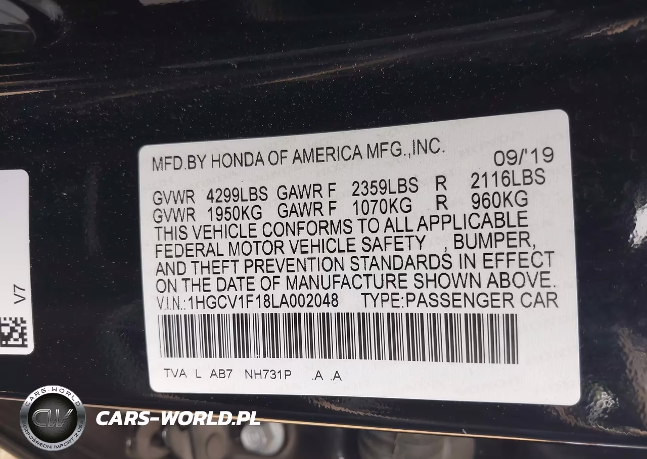 2020 Honda Accord Lx VIN:1HGCV1F18LA002048 - 9