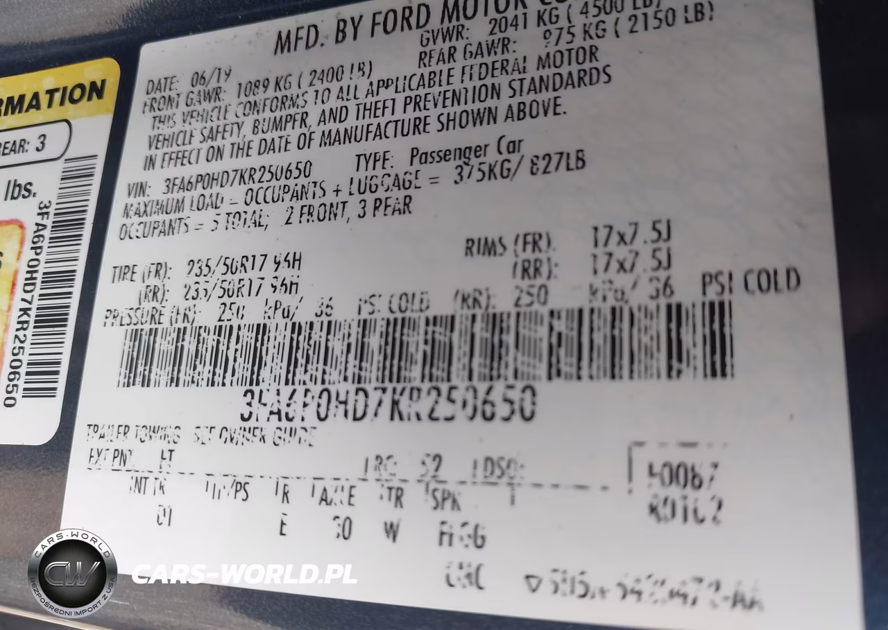 2019 Ford Fusion Se VIN:3FA6P0HD7KR250650 - 9
