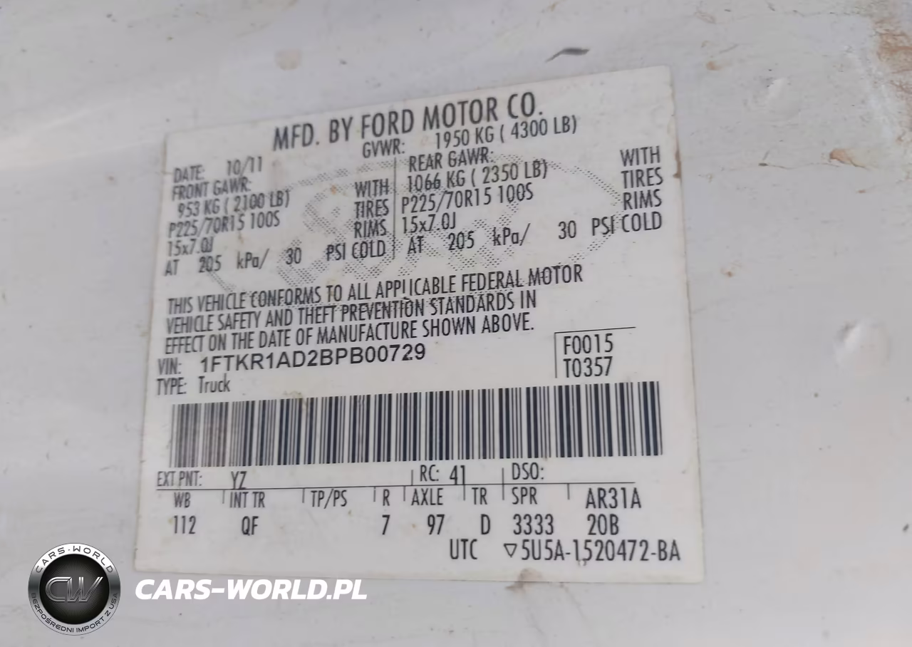 2011 Ford Ranger Xl VIN:1FTKR1AD2BPB00729 - 9
