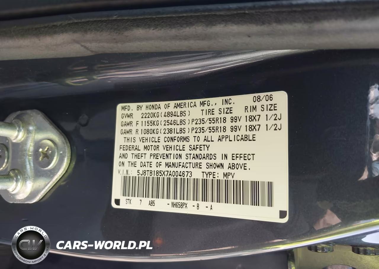 2007 Acura Rdx VIN:5J8TB185X7A004673 - 9