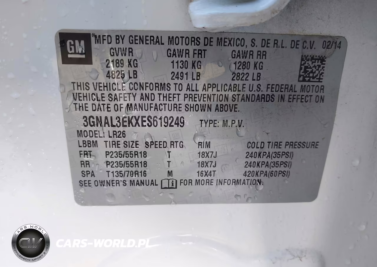 2014 Chevrolet Captiva Sport Lt VIN:3GNAL3EKXES619249 - 9