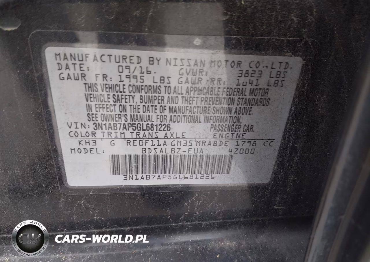 2016 Nissan Sentra S VIN:3N1AB7AP5GL681226 - 9