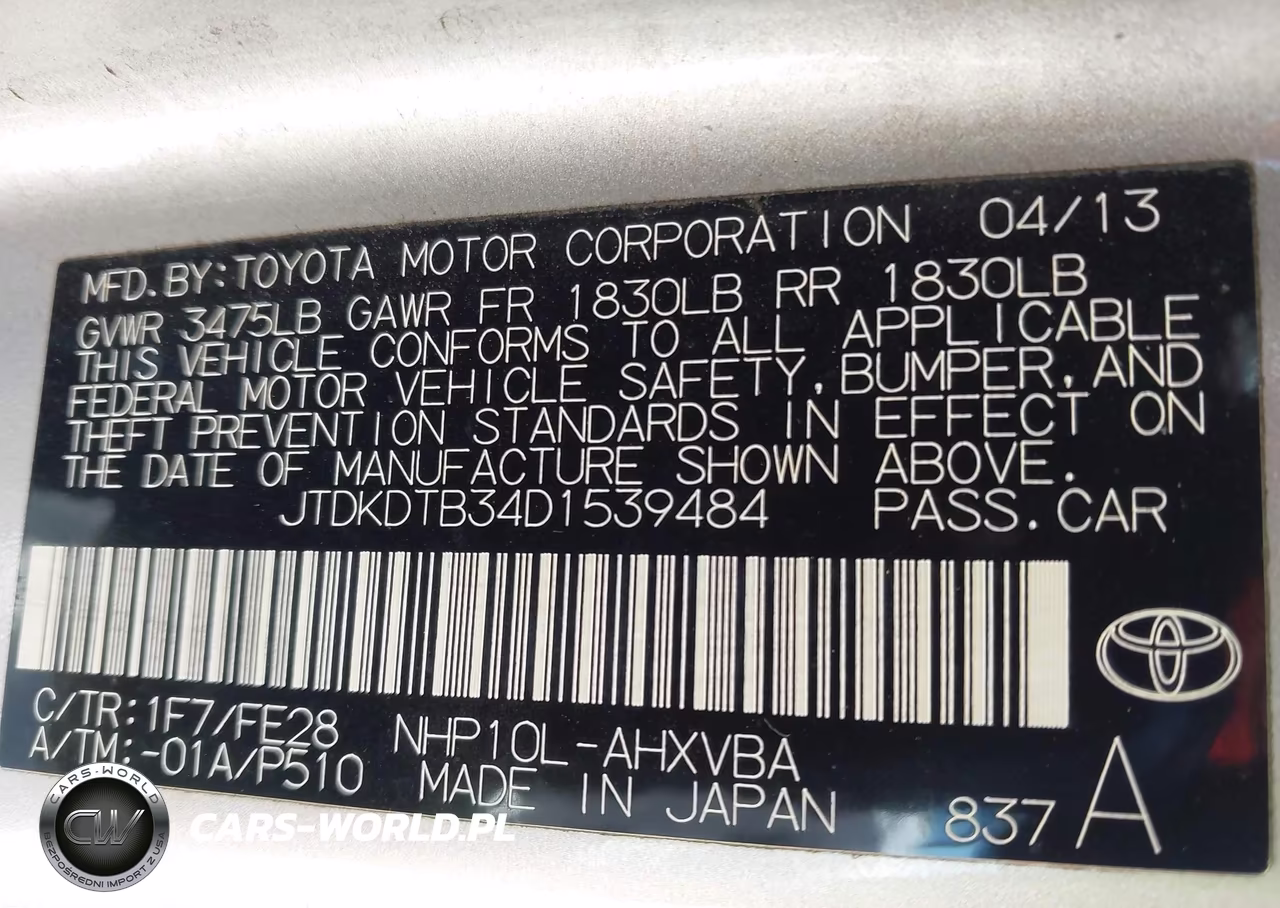 2013 Toyota Prius C One VIN:JTDKDTB34D1539484 - 9