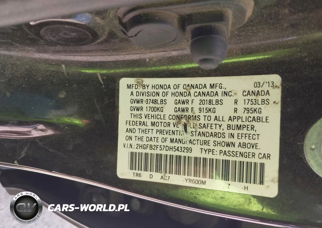 2013 Honda Civic Lx VIN:2HGFB2F57DH543299 - 9