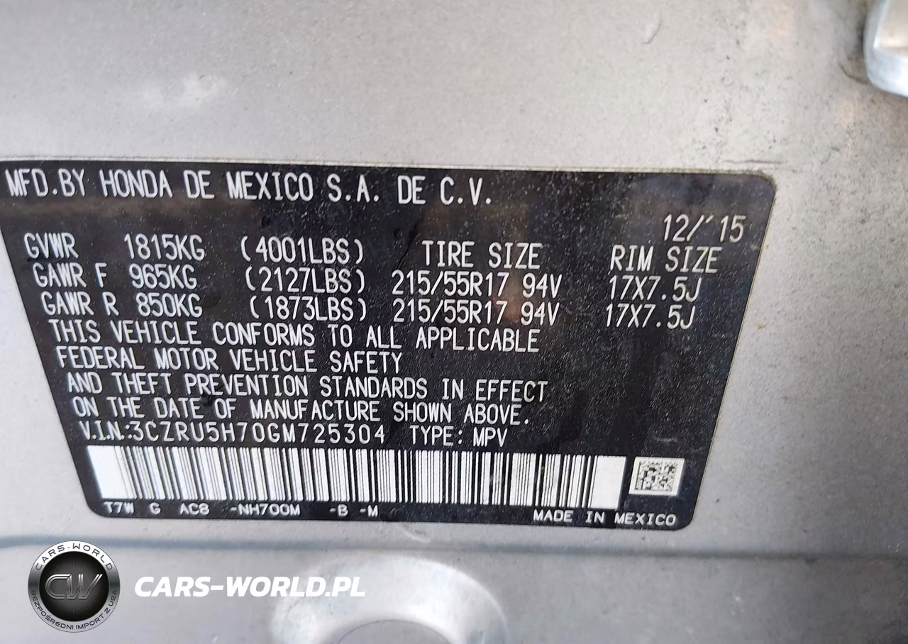2016 Honda Hr-V Ex-L VIN:3CZRU5H70GM725304 - 9