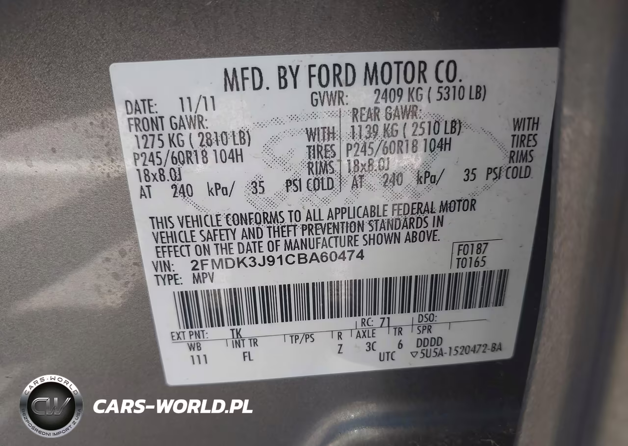 2012 Ford Edge Sel VIN:2FMDK3J91CBA60474 - 9