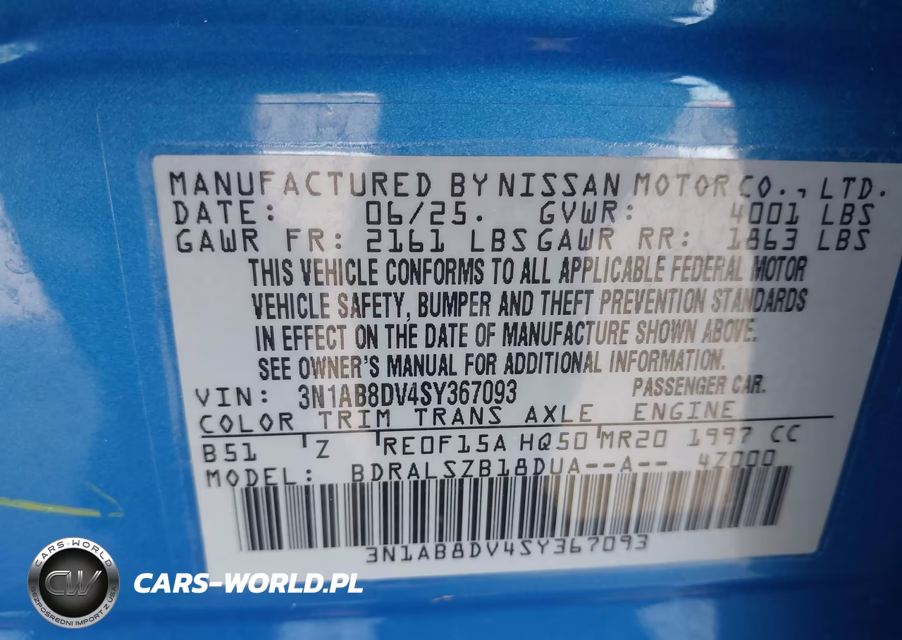 2025 Nissan Sentra Sr VIN:3N1AB8DV4SY367093 - 9