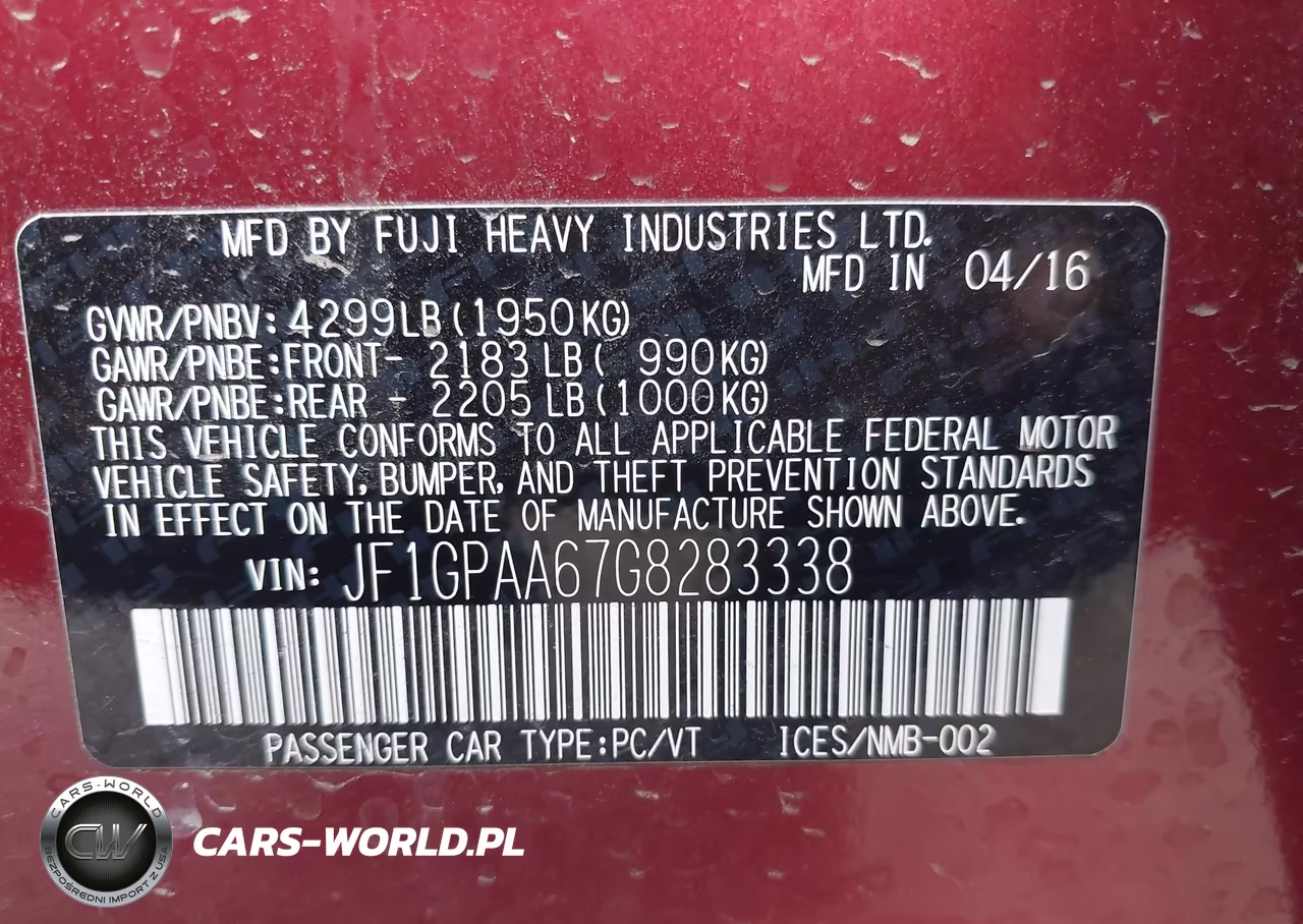 2016 Subaru Impreza 2.0I VIN:JF1GPAA67G8283338 - 9