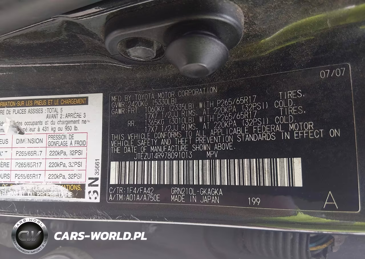 2007 Toyota 4Runner Sr5 VIN:JTEZU14R978091013 - 9