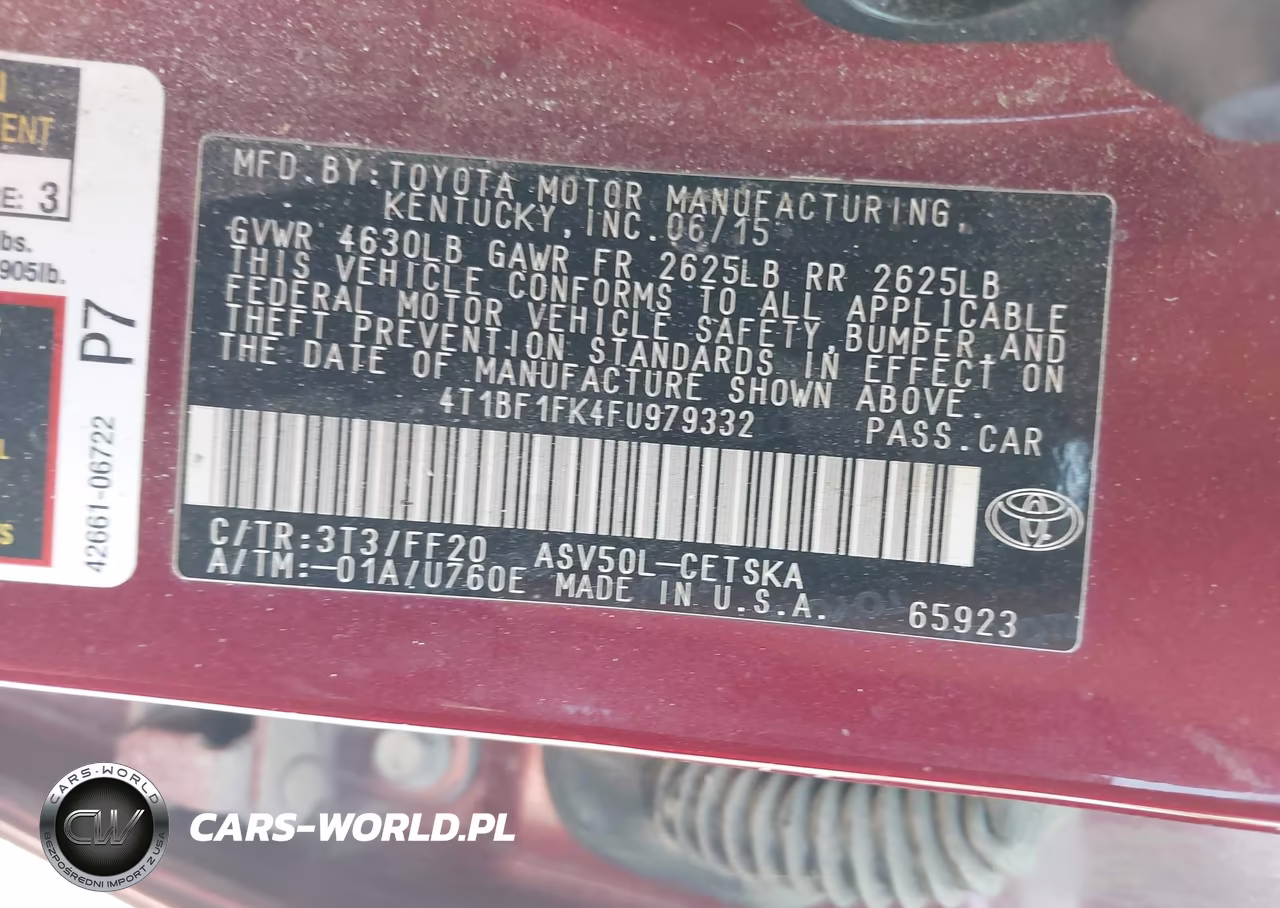 2015 Toyota Camry Se VIN:4T1BF1FK4FU979332 - 9