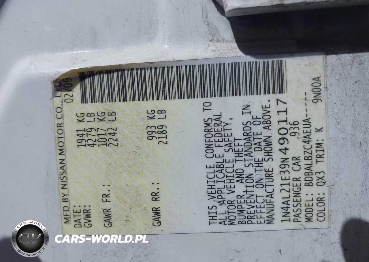 2009 Nissan Altima 2.5 S VIN:1N4AL21E39N490117 - 9