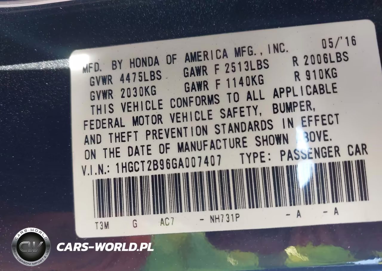 2016 Honda Accord Ex-L V-6 VIN:1HGCT2B96GA007407 - 9