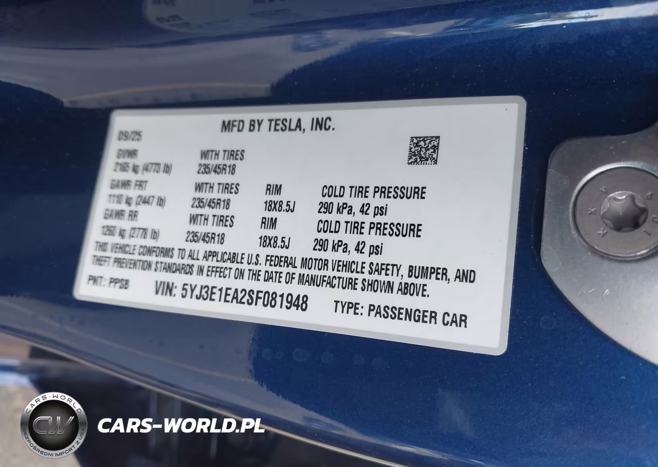 2025 Tesla Model 3 Long Range Rear-Wheel Drive-Standard Rear-Wheel Drive VIN:5YJ3E1EA2SF081948 - 9