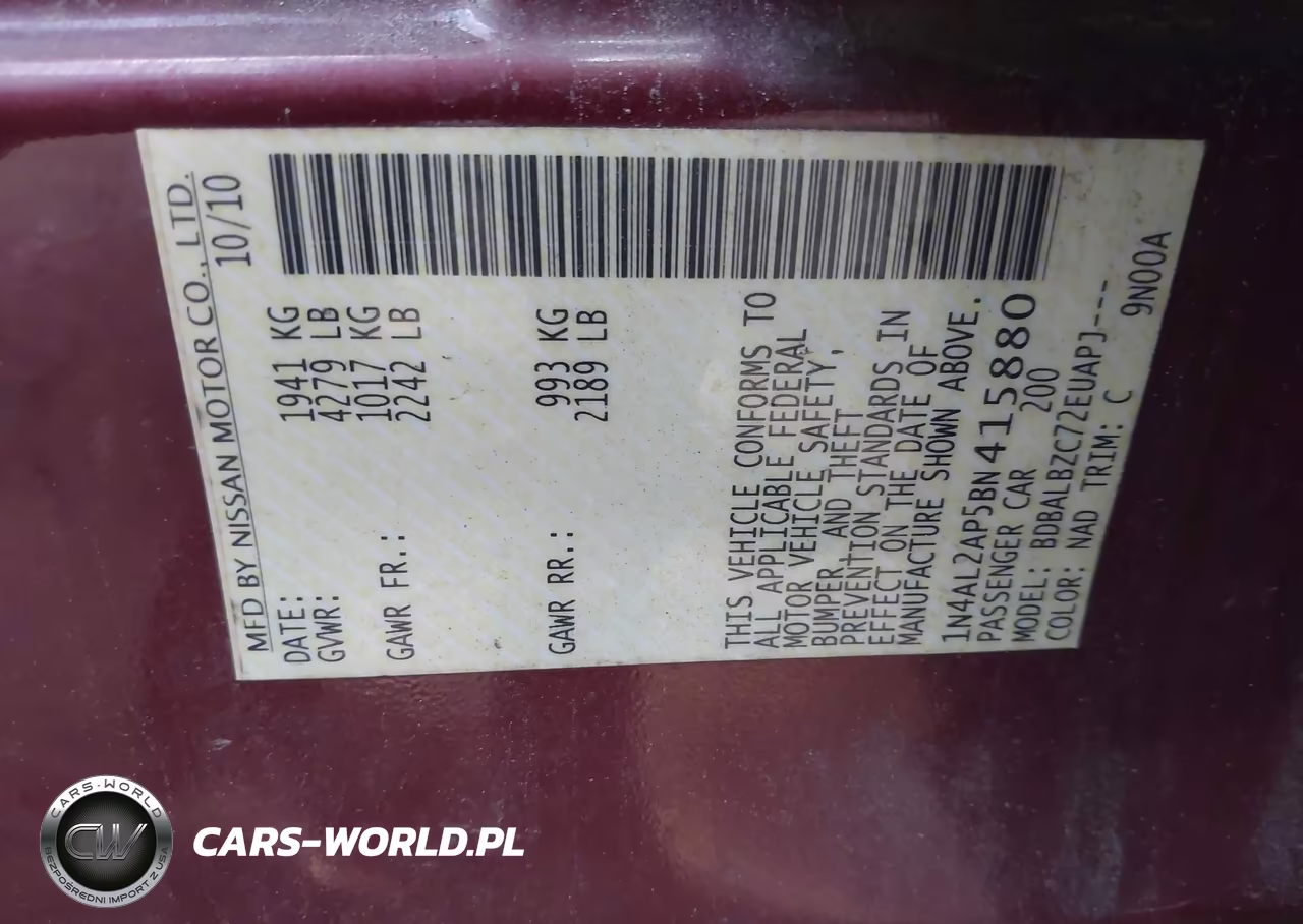 2011 Nissan Altima 2.5 S VIN:1N4AL2AP5BN415880 - 9