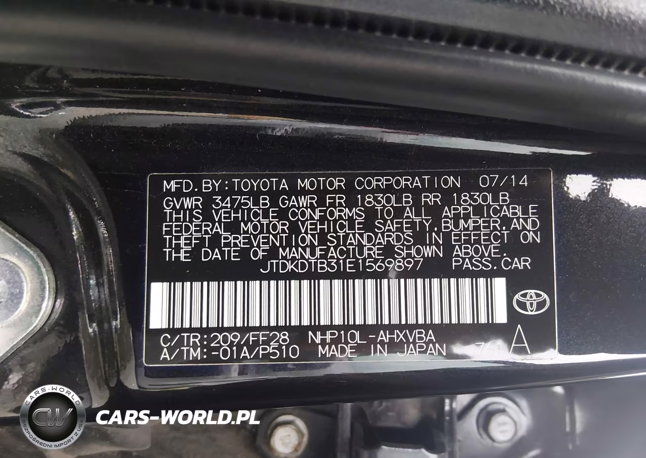2014 Toyota Prius C Two VIN:JTDKDTB31E1569897 - 9