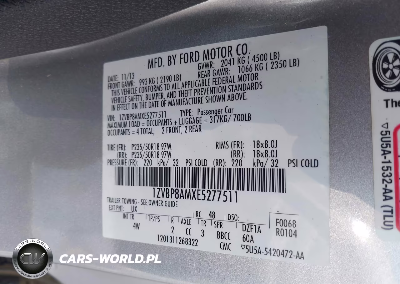 2014 Ford Mustang V6 Premium VIN:1ZVBP8AMXE5277511 - 9