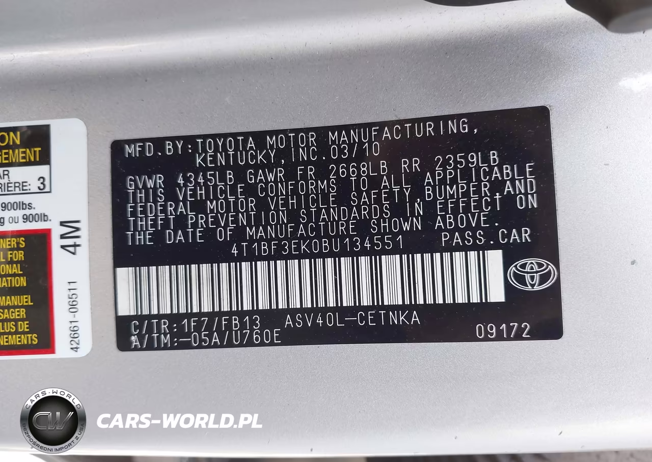 2011 Toyota Camry Le VIN:4T1BF3EK0BU134551 - 9