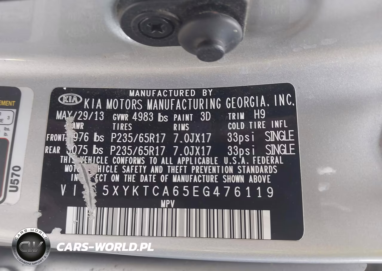2014 Kia Sorento Lx VIN:5XYKTCA65EG476119 - 9