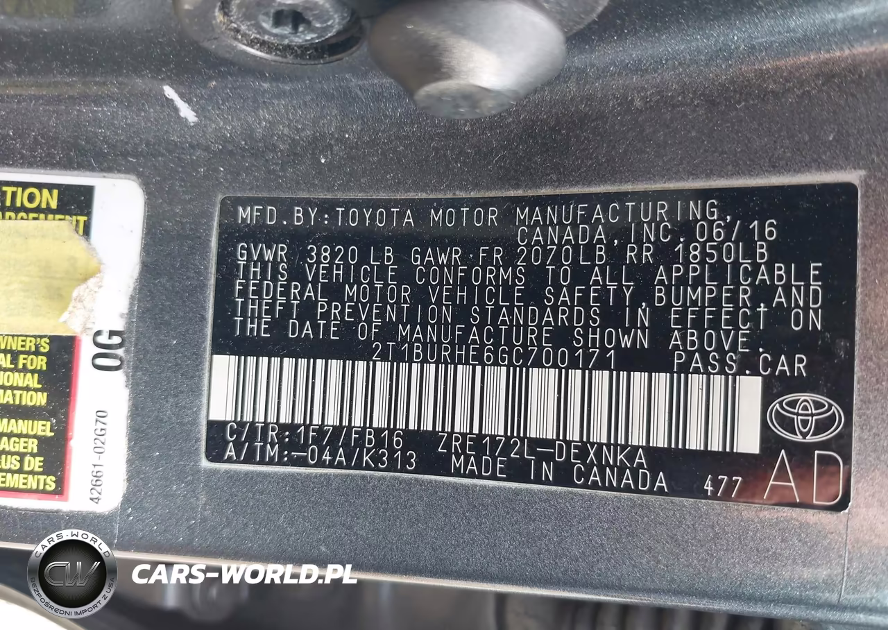 2016 Toyota Corolla Le VIN:2T1BURHE6GC700171 - 9