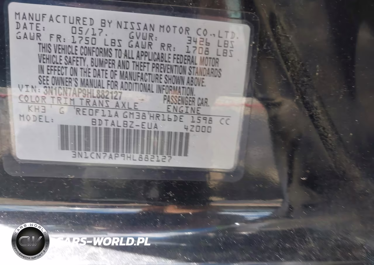 2017 Nissan Versa 1.6 Sv VIN:3N1CN7AP9HL882127 - 9