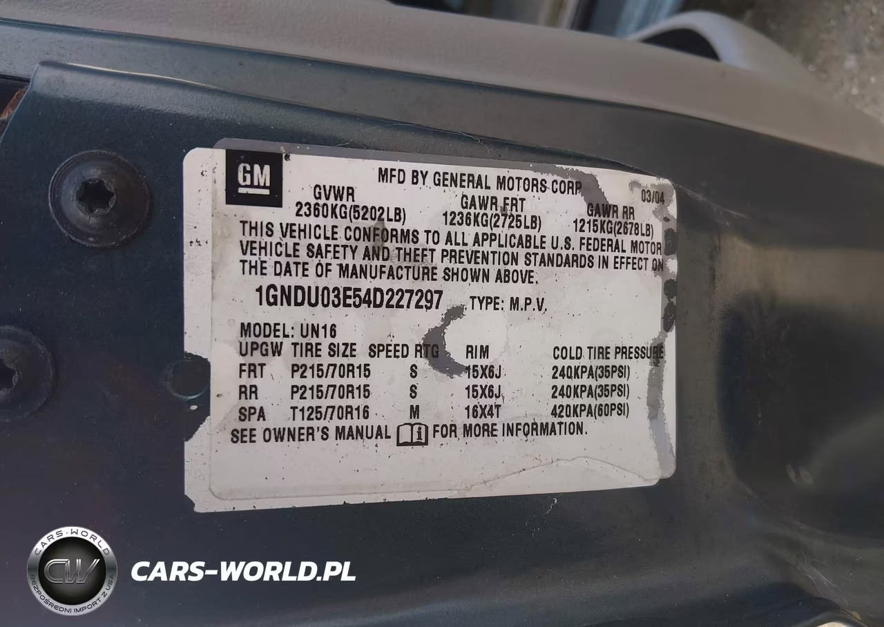 2004 Chevrolet Venture Plus VIN:1GNDU03E54D227297 - 9