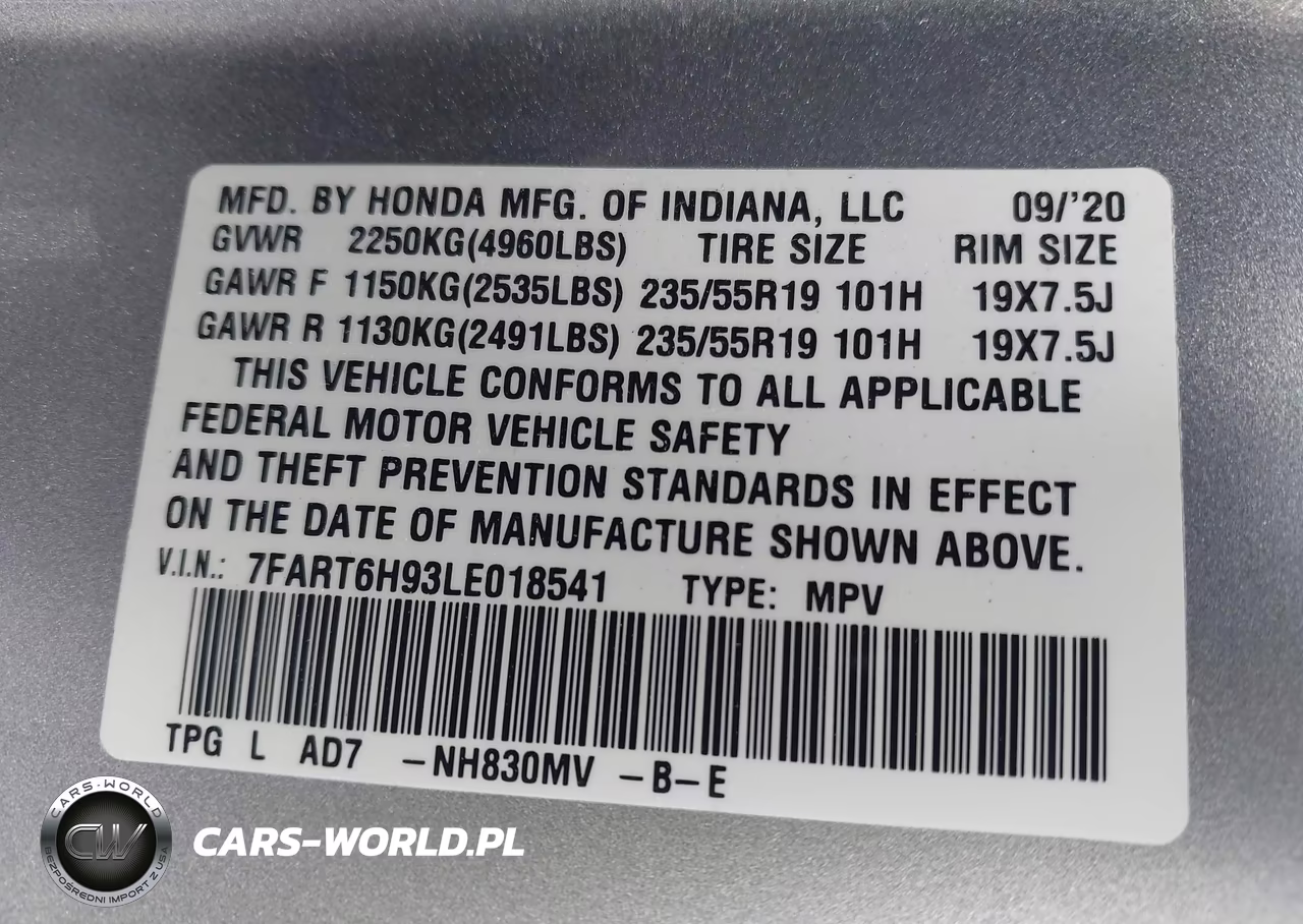 2020 Honda Cr-V Hybrid Touring VIN:7FART6H93LE018541 - 9