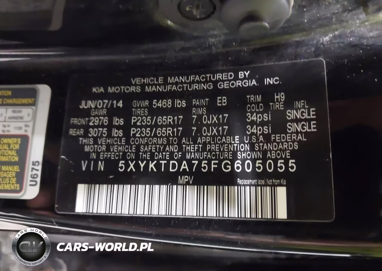 2015 Kia Sorento Lx V6 VIN:5XYKTDA75FG605055 - 9