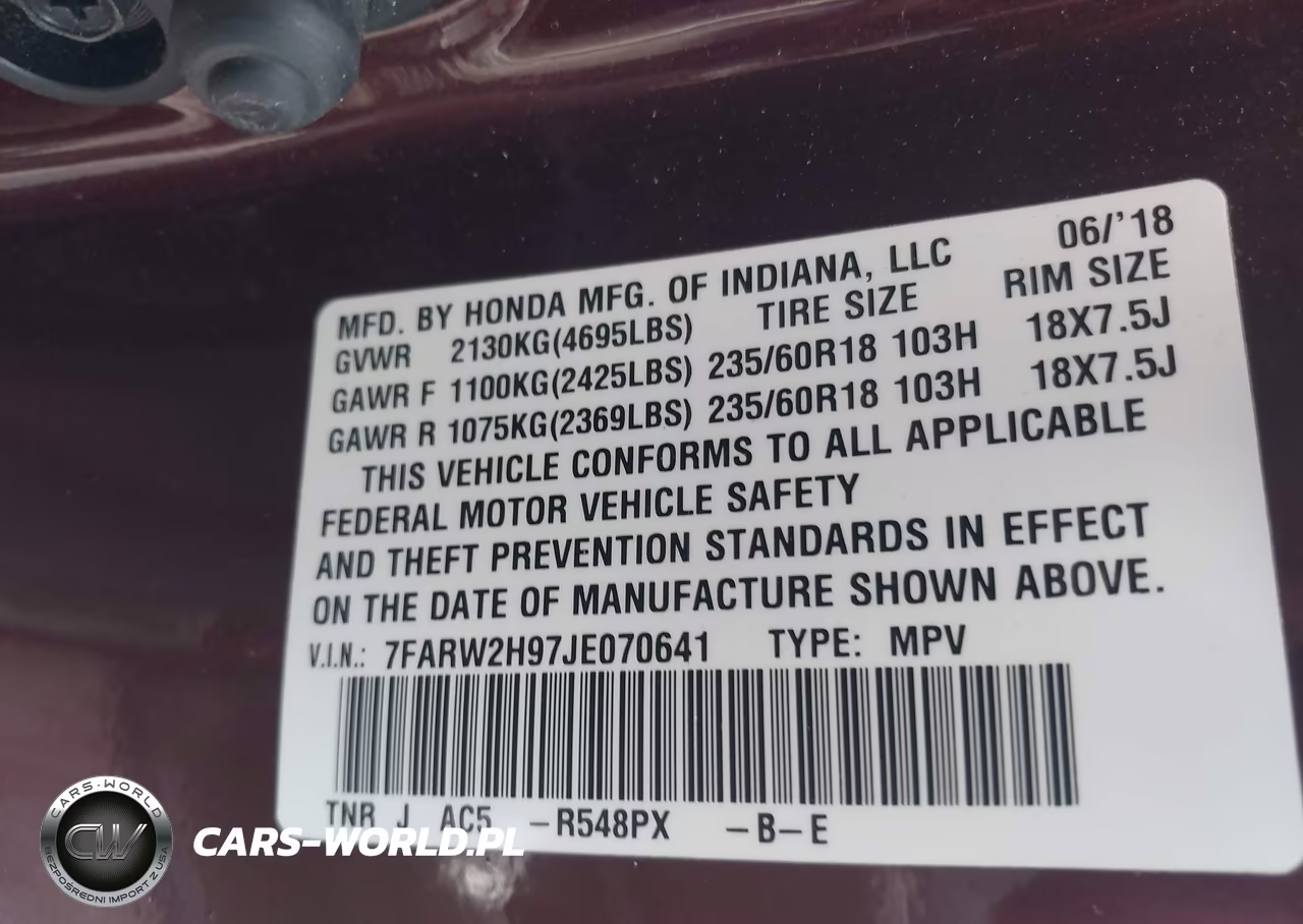 2018 Honda Cr-V Touring VIN:7FARW2H97JE070641 - 9
