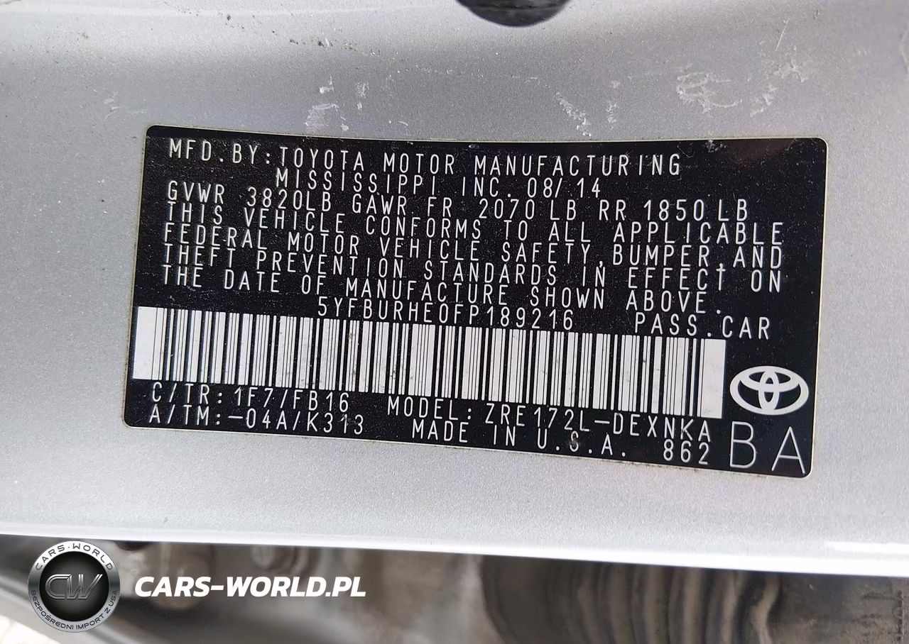 2015 Toyota Corolla Le VIN:5YFBURHE0FP189216 - 9